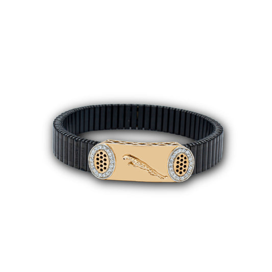925 Silver Circular Jaguar Bracelet with Diamond