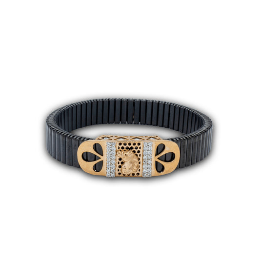 925 Silver Floral Lion Bracelet with Diamond