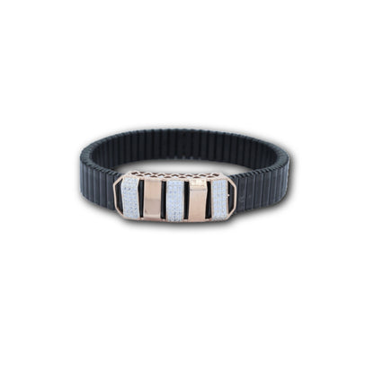 925 Silver Striped Bracelet with Diamond