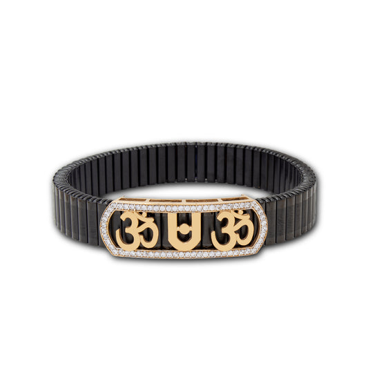 925 Silver Rectangular Om Bracelet with Diamond