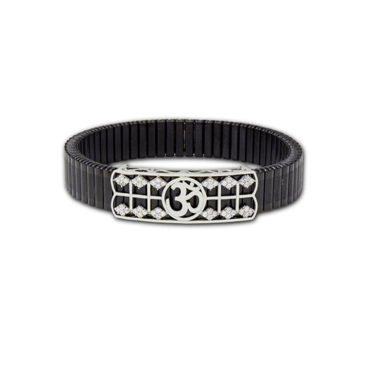 925 Silver Om Bracelet with Gem