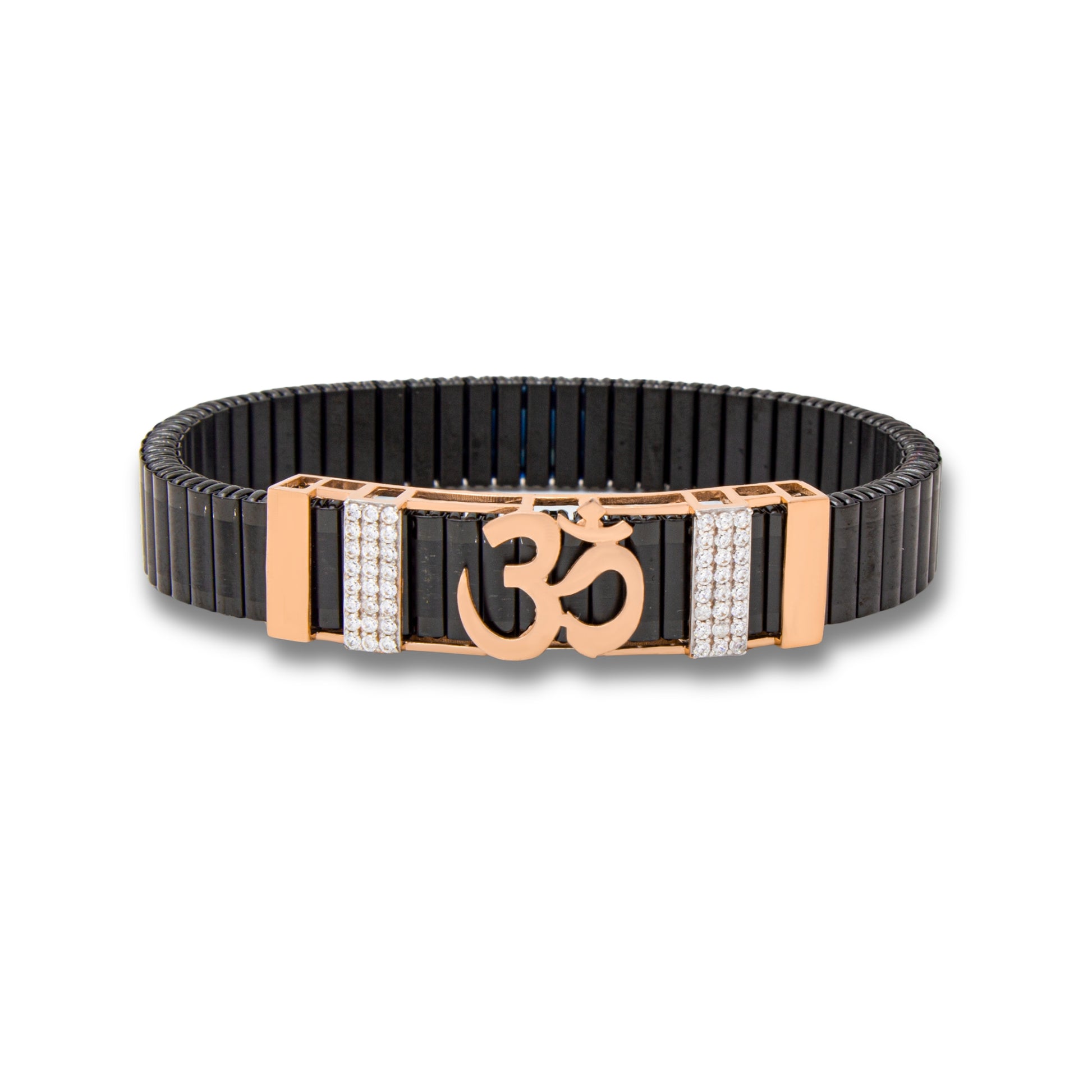 925 Silver Om Bracelet with Diamond & Rolex Band