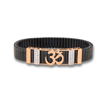 925 Silver Om Bracelet with Diamond & Rolex Band