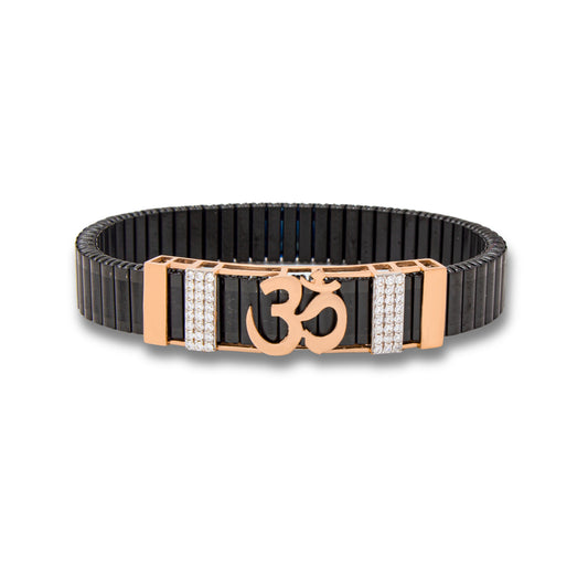 925 Silver Om Bracelet with Diamond & Rolex Band