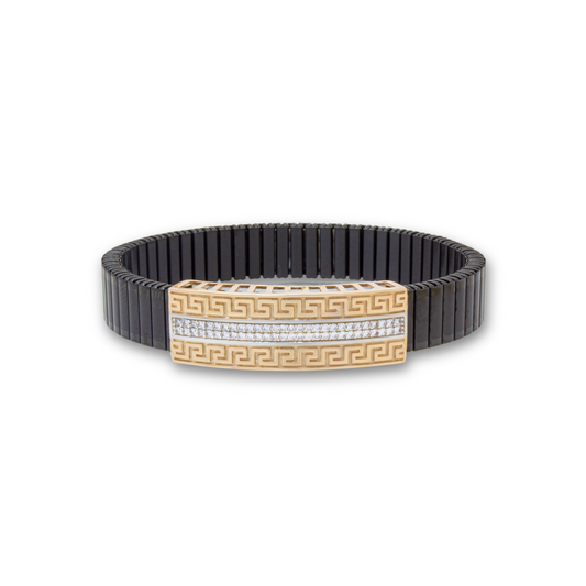 925 Silver Gold Greek Pattern Bracelet