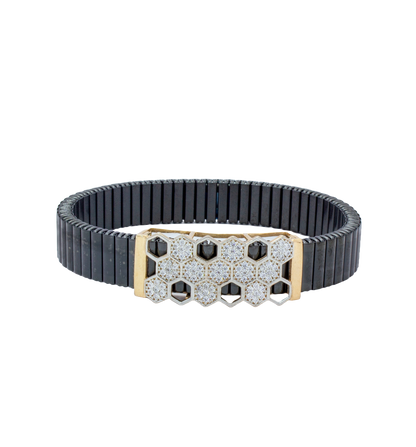 925 Silver Honeycomb Bracelet with Diamond