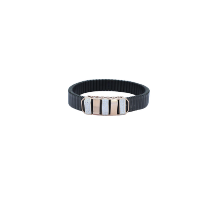 925 Silver Striped Bracelet with Diamond