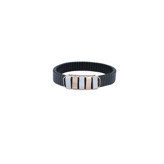 925 Silver Striped Bracelet with Diamond